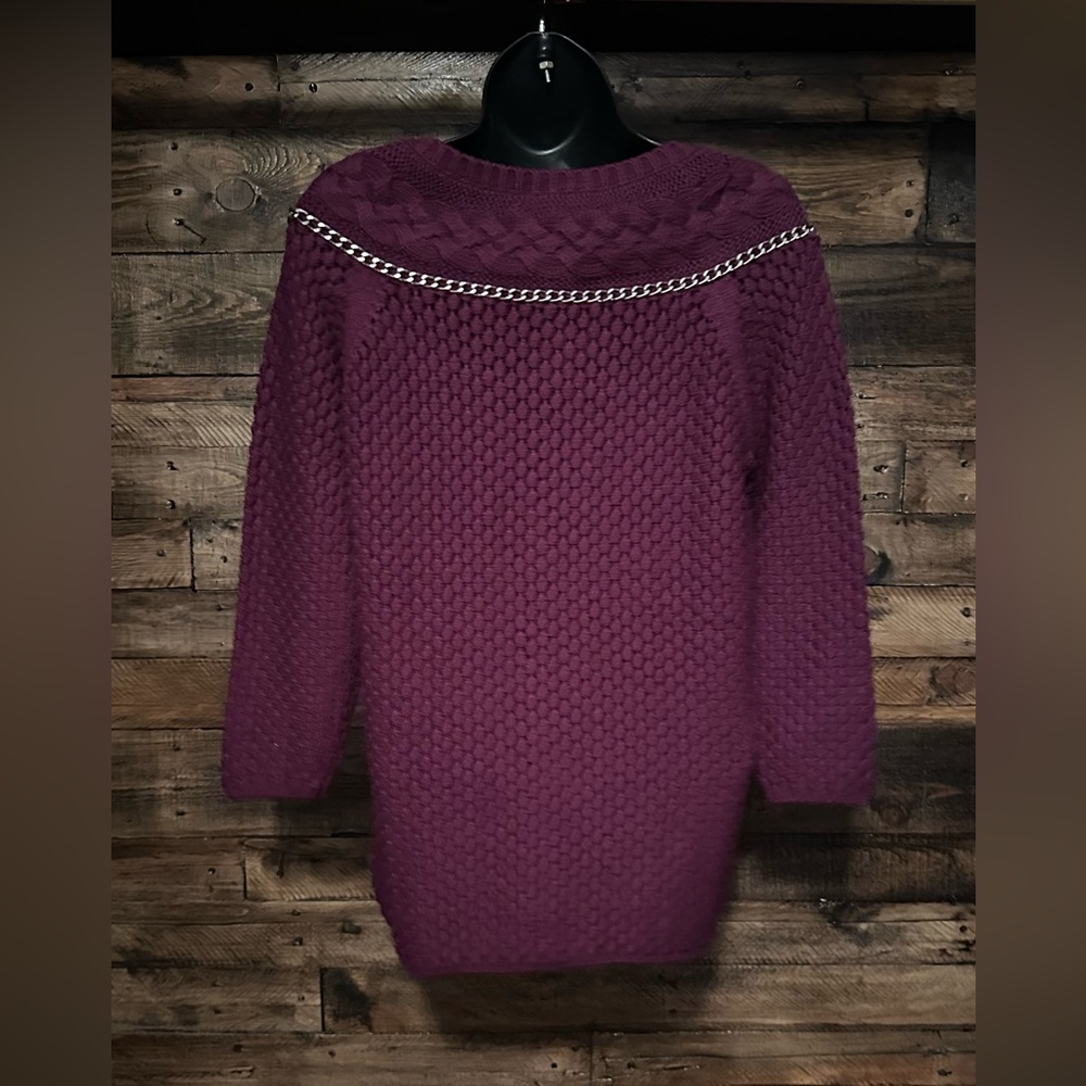 Liz Claiborne Purple Cable Knit Sweater - Picture 4 of 5